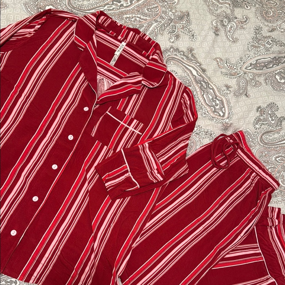 Soma Red and White Striped Sleepwear